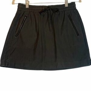 Athleta Farallon Skirt Black Drawstring Elastic Waist Zip Pockets